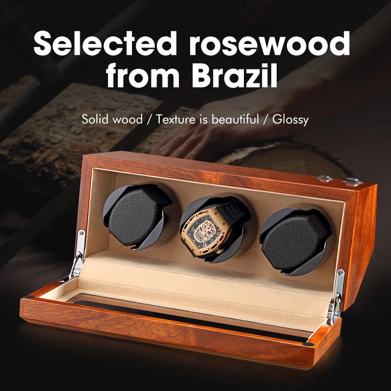 

new goods luxury brown glossy lacquer wooden watch box mabuchi motor diplomat watch winder