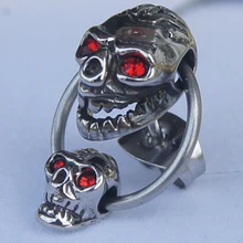 Мужские украшения Cool Мужчины/мальчика череп отец и череп сына Красный CZ 316L нержавеющая сталь шпилька серьги в стиле панк