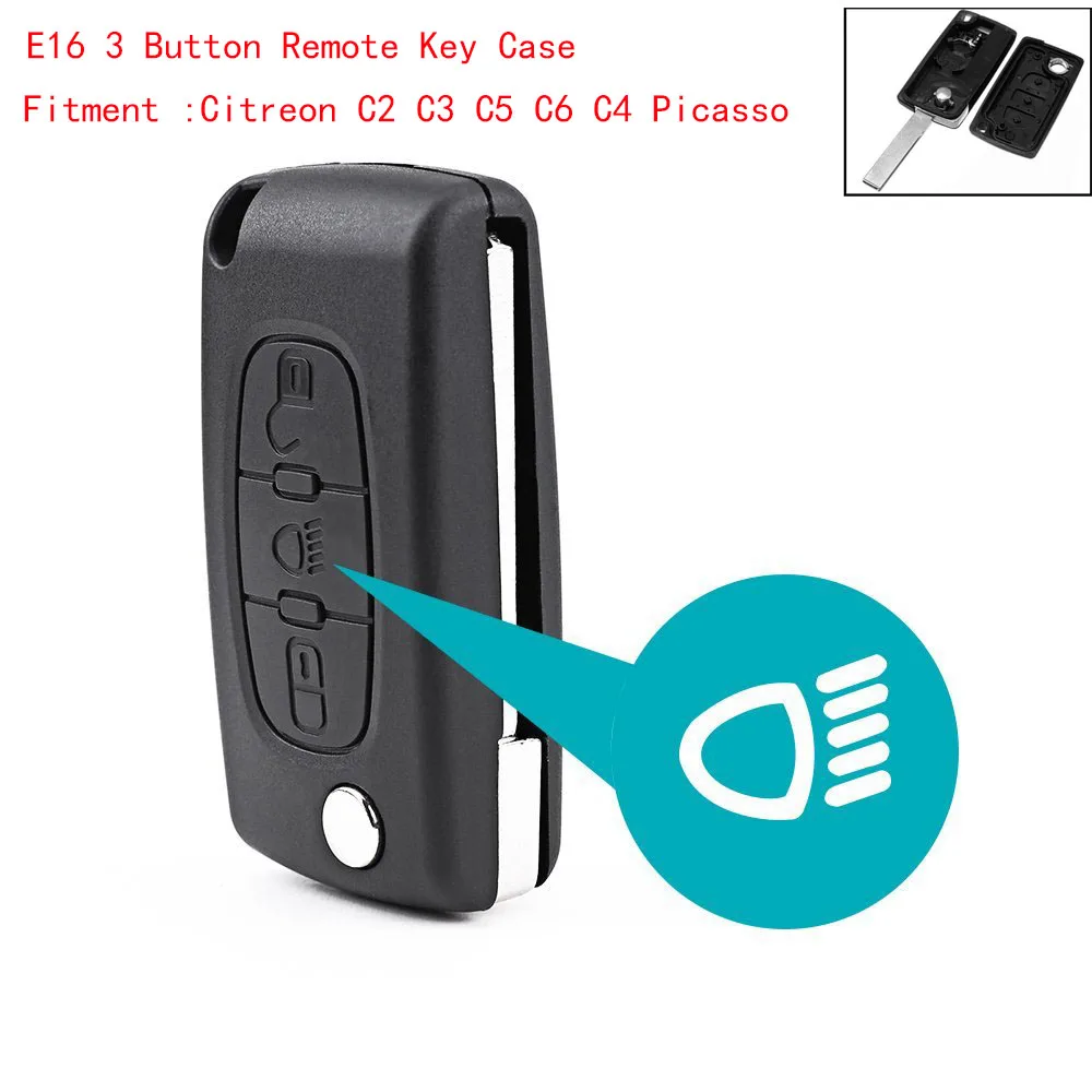 

3 Button Uncut Blade Car Key Replacement Remote Key Case Shell for Citroen C2 C3 C4 C5 C6 Picasso