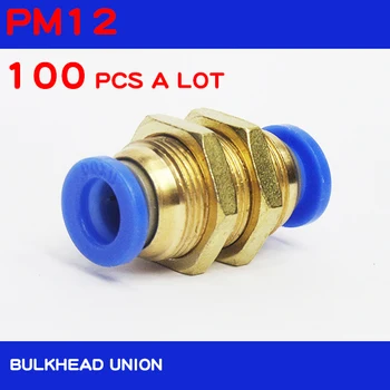 

PM12 Free shipping 100Pcs 12mm OD Tube M Thread Full Port Pneumatic Quick Fittings pneumatic connectors