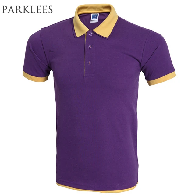 Classic Polo Shirt Men Polo Homme Mens Fashion Brand Purple Yellow Fake ...