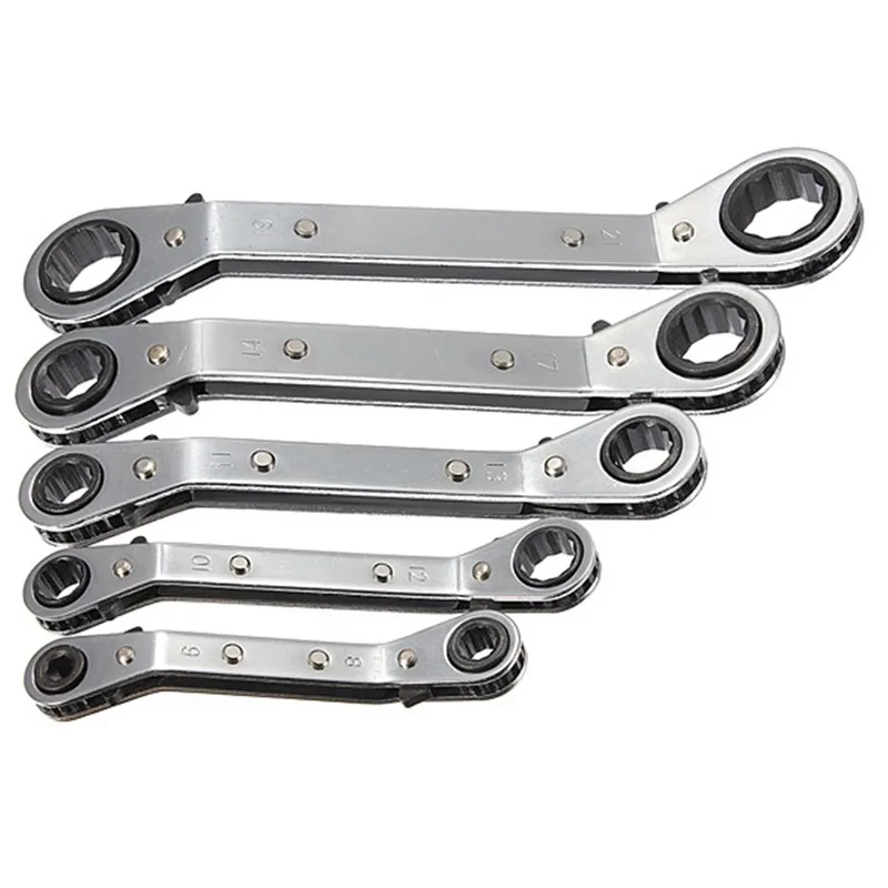 

Metric Offset Double Ring Box End Wrench Spanner Reversible Ratchet Wrench Set For Car Repair Hand Tool 5Pcs/Set 6-21mm