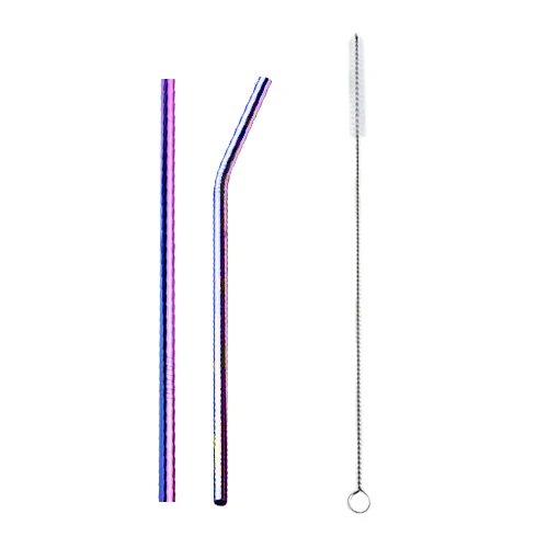 Colorful Reusable Stainless Steel Drinking Straws Spoon Tea Filter Coffee Beer Carbonator Stirring Tools Drinkware Accessories - Цвет: C Straw Color