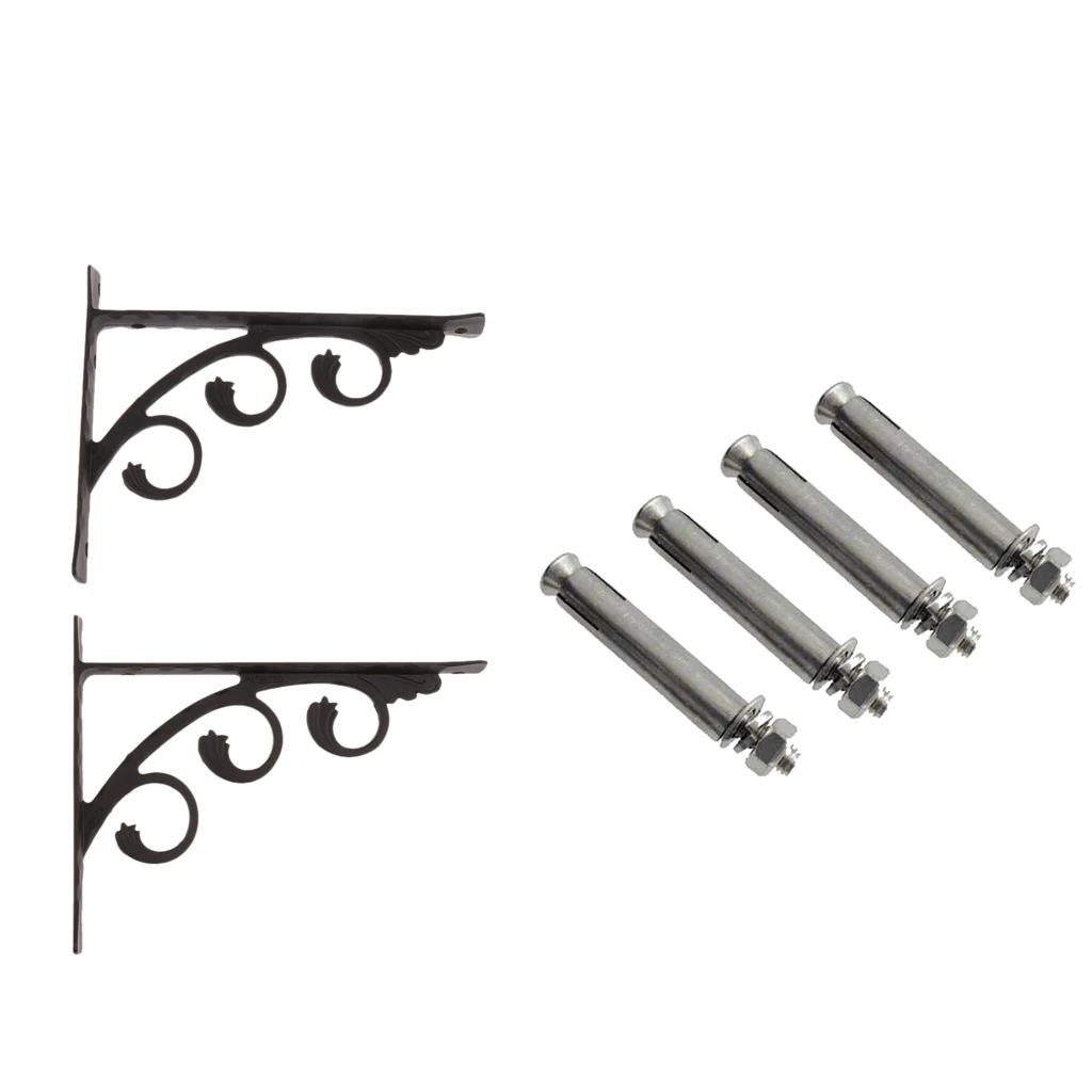 2PCS Wall Mounted Shelf Support Brackets with 4PCS Anchor Bolts for Home Garden Store Decoration