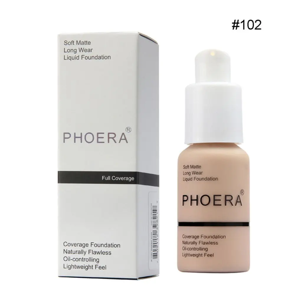 PHOERA Perfect beauty Жидкая основа для лица Мягкая матовая длинная одежда покрытие маслом основа - Цвет: 102