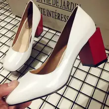 2017 Krazing Pot New fashion brand shoes shallow mixed colors high heels genuine leather women pumps shallow mature high quality