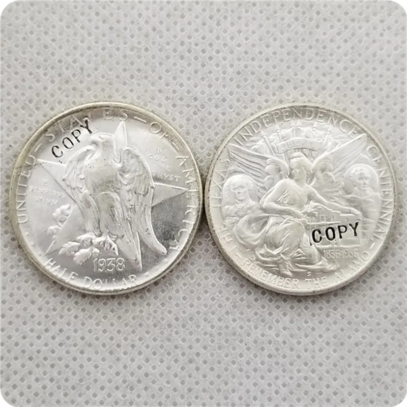 UNC silver USA 1934-1938 TEXAS юбилейные 50 центов копии монет - Цвет: 1938S