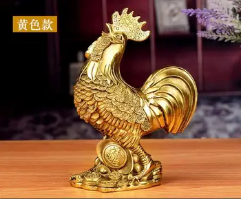 

17cm Pure copper rooster zodiac money chicken Feng Shui home crafts ornaments