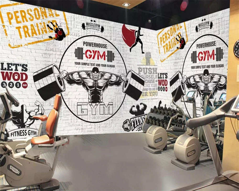 Custom Wallpaper Sports Fitness Club Image Wall Background Mural White