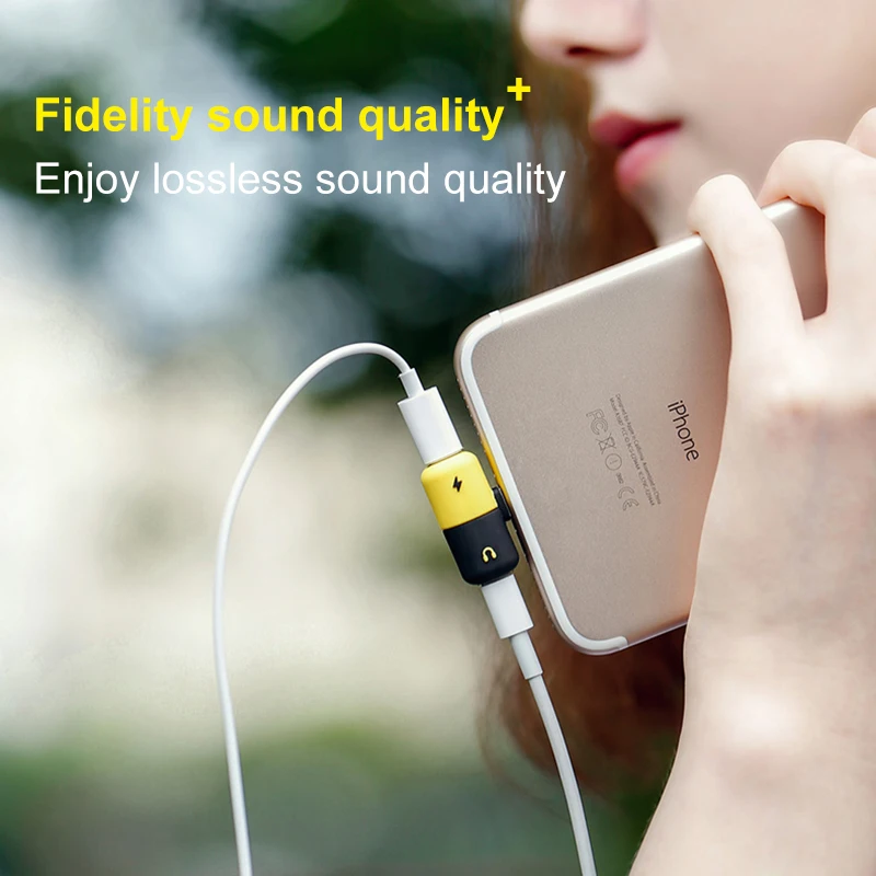 2 in 1 Dual Double For iPhone Charging Adapter For iPhone 8 7 Plus 10 X XS Charger Splitter For iPhone 7 Plus Headphone Adapter