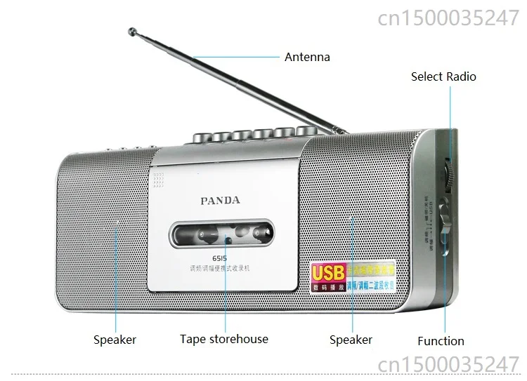 PANDA 6515 FM радио рекордер кассета машина USB мини микро портативный mp3 плеер радио