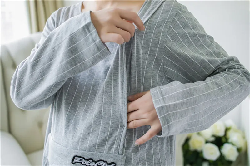 Для беременных и кормящих одежда для беременных женщин пижамы хлопок осень послеродовой грудного вскармливания одежда домашний костюм пижама для беременных