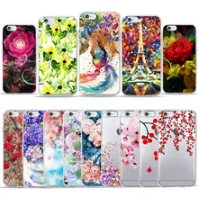 

2018 New Floral Vintage Art Painted Phone Case For iPhone 7 Plus 6S 6 7 8 Plus X se 4 5s Transparent Soft TPU Cute Squishy Cover