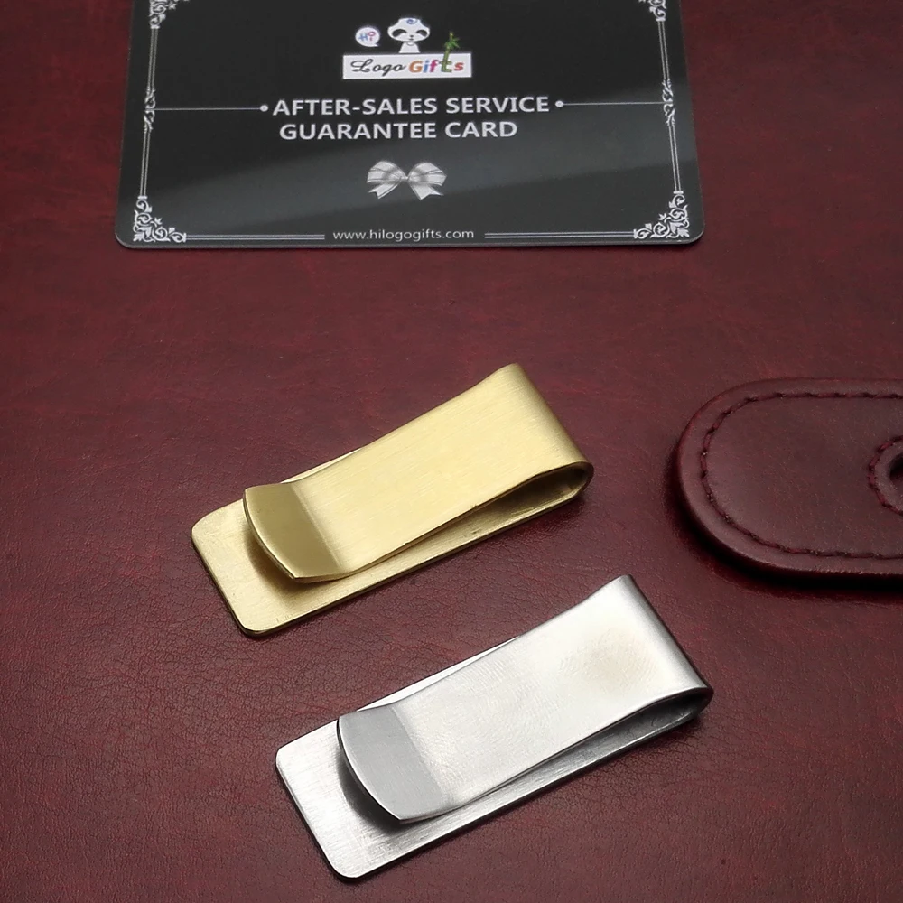 

Gold and silver Stainless steel office clips custom free with my logo text and company info/address by laser machine