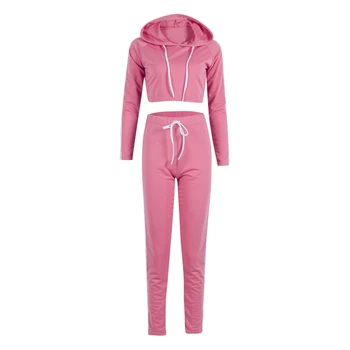 

2Pcs Women Tracksuit Hoodies Sweatshirt Pants Sets Sport Wear Jogging Sweat Suit