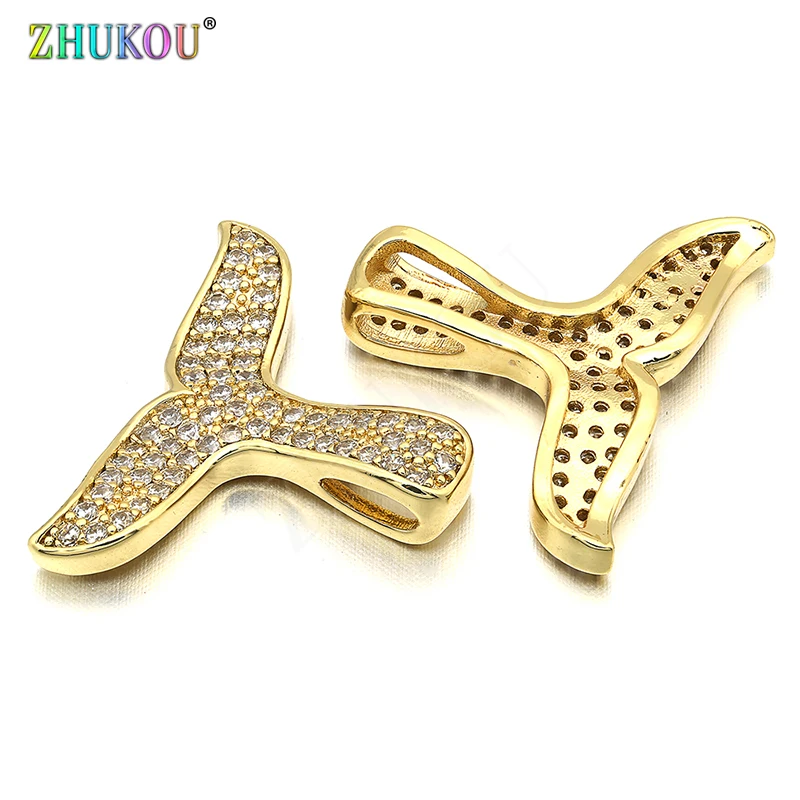 

17*22mm Brass Cubic Zirconia Clasps Hooks for Diy Jewelry Findings Accessories, Gold/Rhodium, Hole: 2mm, Model: VK44