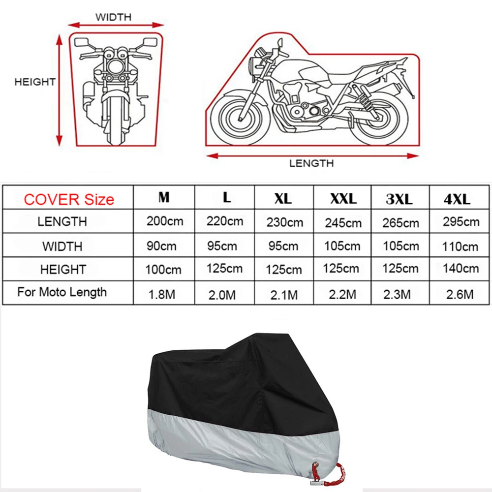 Vehemo UV 50+ черный+ серебристый мотоциклетный чехол Защита от вора Блокировка отверстие утолщение Открытый дождевик крышки