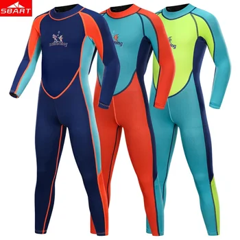 

SBART Kids Long sleeve Elastic Neoprene Swimsuit Baby Snorkeling Surfing Diving Suit 2mm thickness windsurf full body Wetsuit