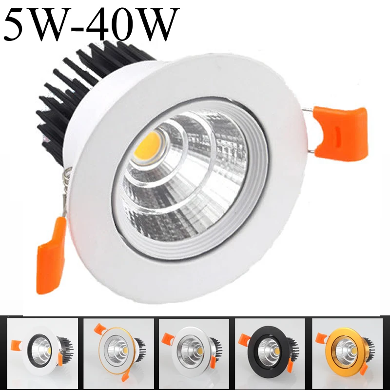 

10pcs/lot Dimmable LED Downlights 5W 7W 10W 15W 20W 30W 40W cob Led Fixture Spot Light AC110-240V led Recessed Down light lamp