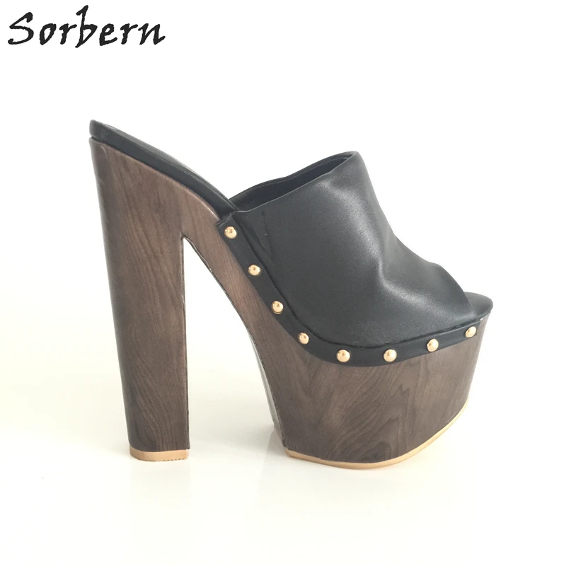 Sorbern/Женская обувь с открытым носком; босоножки на высоком каблуке; женская обувь на массивном каблуке и платформе; Размер 12; тапочки на резиновой подошве