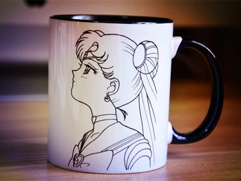 

New Sailor Moon Comic Black White Ceramic Coffee Tea Cup Mug