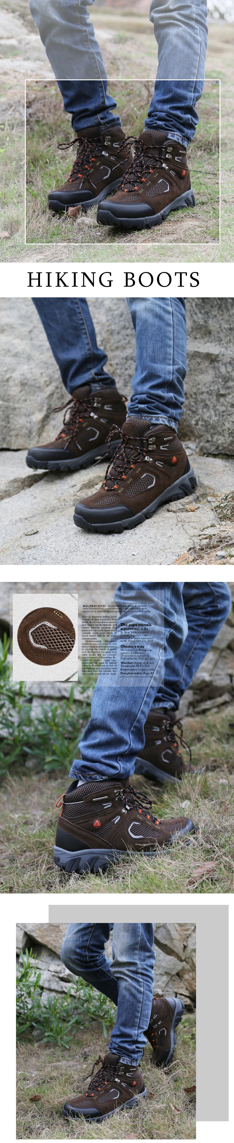 Мужская Водонепроницаемая дышащая обувь из натуральной кожи для прогулок, мужские ковбойские ботинки, большие размеры 37-47