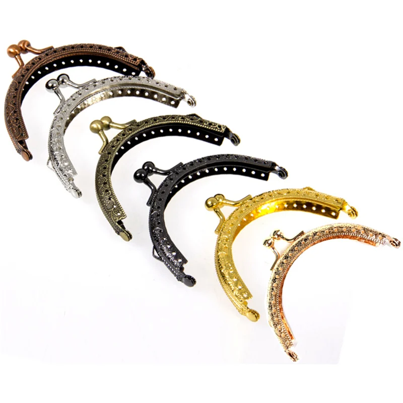 

10Pcs Mixed Flower Embossed Ball Heads Clutch Coins Purse Metal Arc Frame Kiss Clasp Handbag Handle Part 8.5cm