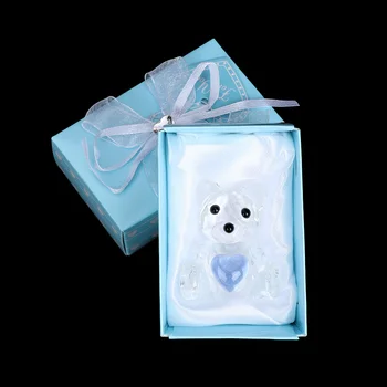 

Blue Heart Crystal Bear with box For Party Table Game Decorations Christening Baby Shower Party Favor Keepsakes Souvenirs