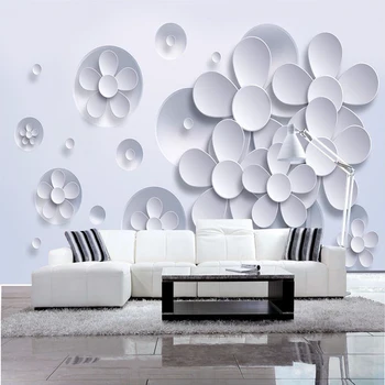 

photo wallpaper wall painting modern art non-woven paper 3d TV contracted sitting white lotus flowers large mural wall paper