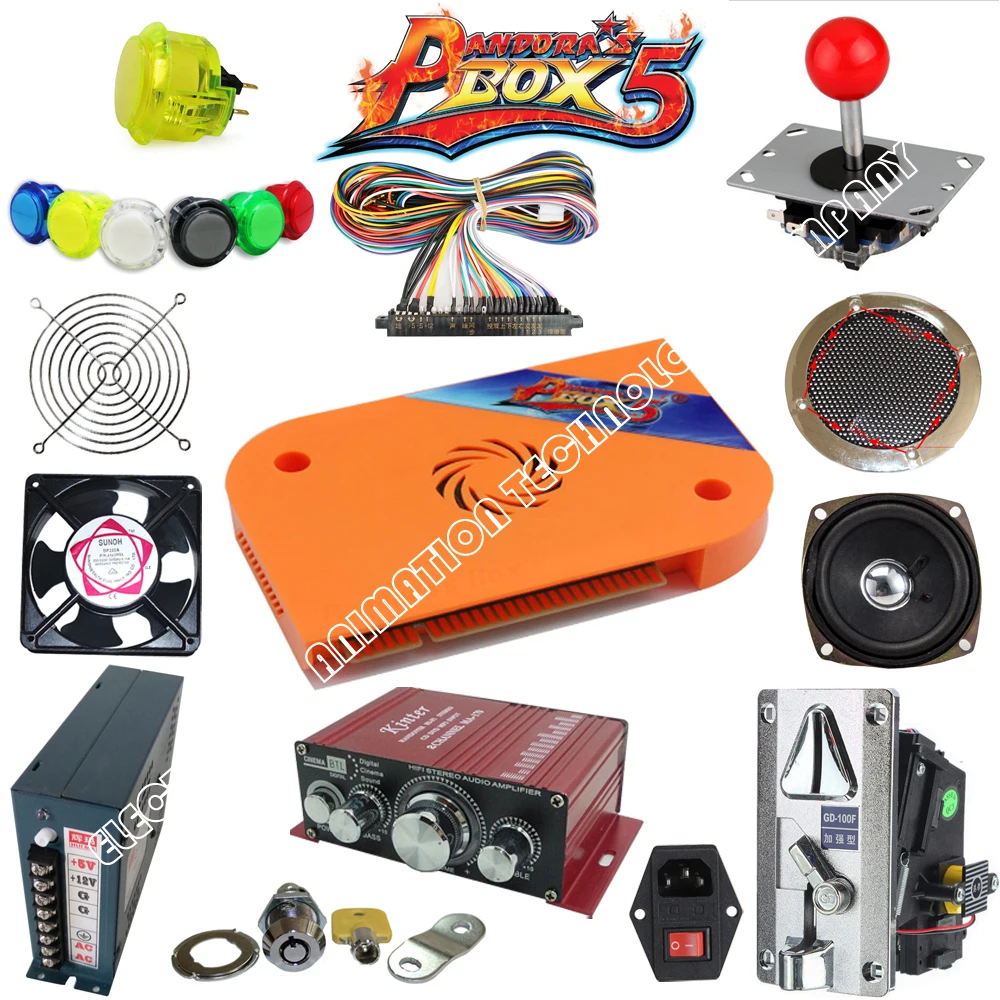 

Arcade parts Bundles kit With Multi game 680 in 1 Pandora's Box 4s , Joystick Chrome illuminated button Microswitch Jamma Harnes