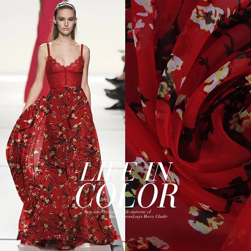 

No.13-18, Digital printed silk chiffon fabric, 100% silk, weight 8m/m, width 135cm
