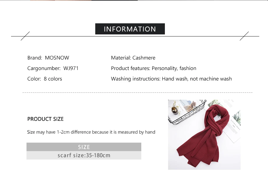 Women Scarf Wool Knitting Warm Scarves Winter Long Shawl Cashmere Autumn 2018 New Brand Solid Thicken Shawl Cachecol For Female (2)