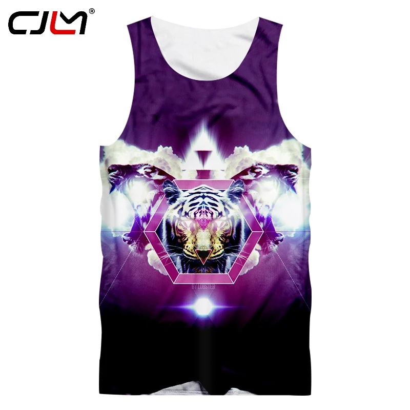 

CJLM Adult Vest New Handsome Leisure 3D Vest Printed Polygon and leaf Hiphop 5XL Habiliment Male Summer Tank Tops