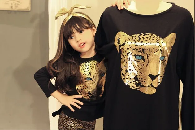 Комплекты одежды для девочек Gaueey/комплекты детской одежды с леопардовым принтом хлопковая Футболка для девочек+ штаны, комплект из 2 предметов, весенне-осенняя одежда для детей - Цвет: Black