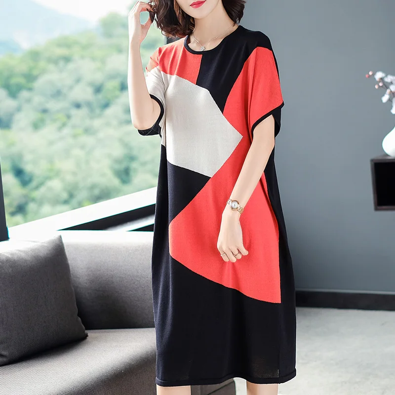 XL Brand Long Dress 2019 Spring Summer Women Dress New Hit Color Round Neck Commuter OL Dress Fashion Loose A-line Dress Female XL Brand Long Dress 2019 Spring Summer Women Dress New Hit Color Round Neck Commuter OL Dress Fashion Loose A-line Dress Female