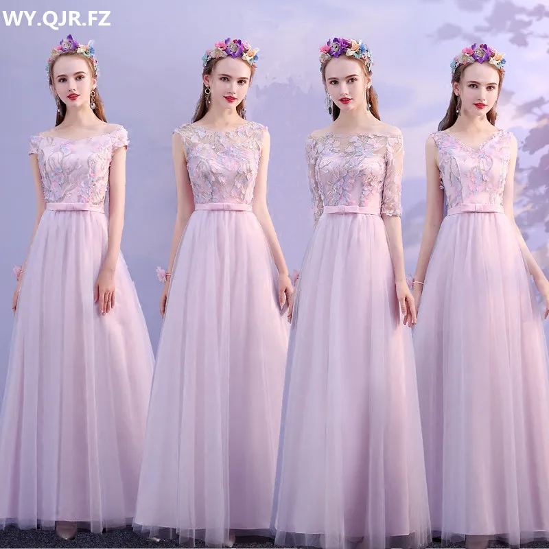

SJZL70#Pink long bridesmaid dresses spring summer 2019 new lace up cheap wholesale bride wedding party dress women's fashion