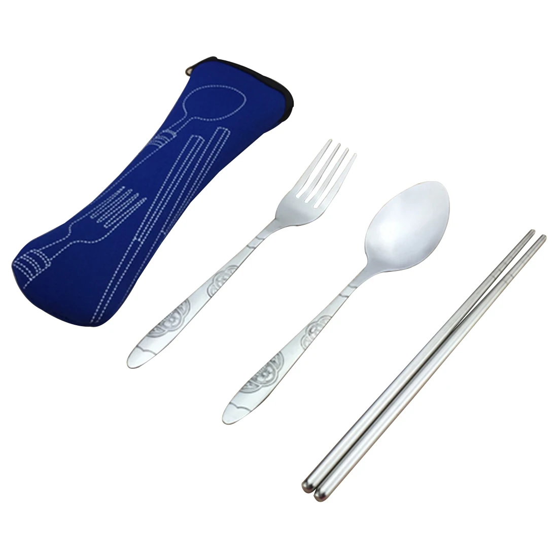 

3Pcs/Set Stainless Steel Portable Tableware Dinnerware Travel Camping Cutlery Set Fork Set Dinnerware Sets Drop Shipping