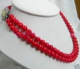 

FREE SHIPPING>>>@@ Charming Vogue Red Coral Necklace Flower clasp Fashion S