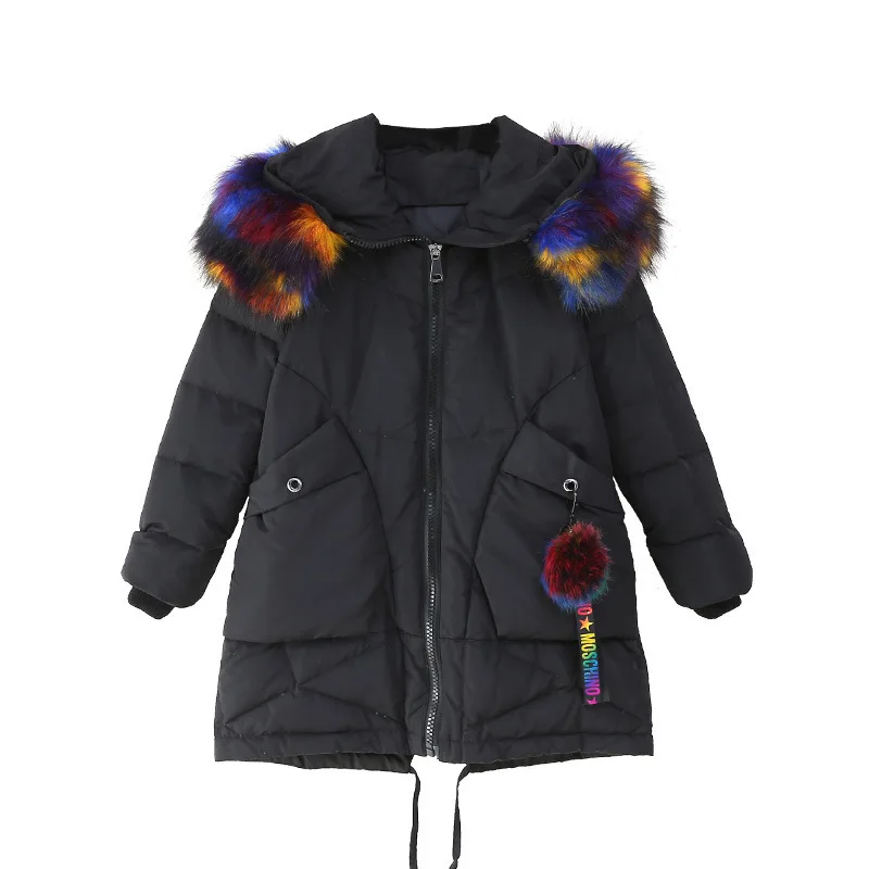 Medium and Large Size Girls Down Jacket New Korean Version of Thickening Parent Child Clothing, Warm Hooded Wool Collar Coat medium and large size girls down jacket new korean version of thickening parent child clothing warm hooded wool collar coat