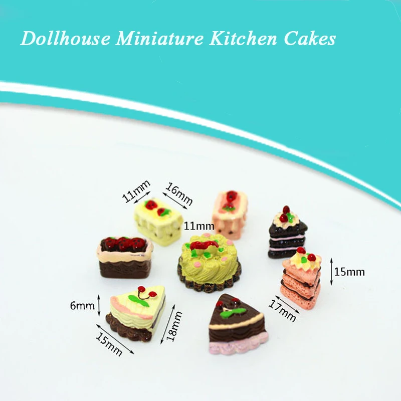 

8pcs/set Mini Cake 1:12 Dollhouse Miniature Food Scene Model DIY Doll House Accessories Resin Cake Model Kids' Kitchen Toys