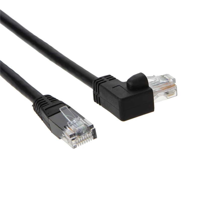 CAT6 Ethernet патч кабель с 50U позолоченным контактом 3 фута левый угловой черный| |