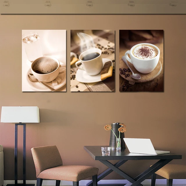 Hot Coffee Cup Painting Kitchen Room Decor Coffee Shop Wall Art Picture