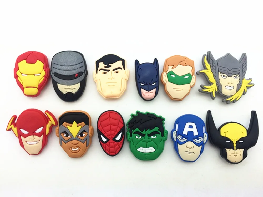

12Pcs Batman The Flash Avengers Shoe accessories Shoe Charms Shoe Decorations for Croc Bracelet Wristband Kid Gift