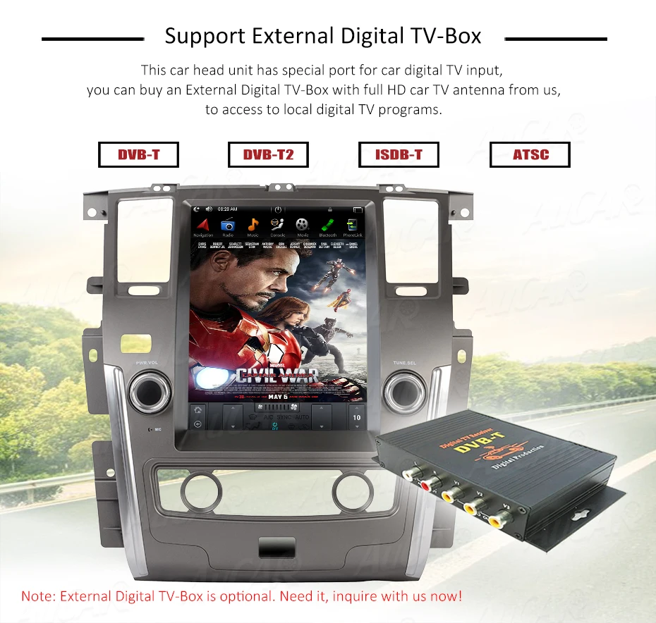 Discount 12.1" Tesla Style for Nissan Patrol with Android car gps system Bluetooth Radio WIFI 4G Vertical Stereo car dvd player 19