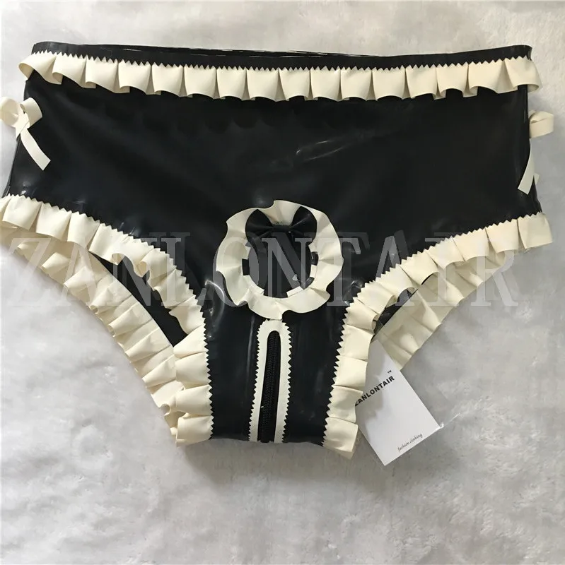 

new design sexy lingerie women female handmade princess cute bow open crotch zipper Sawtooth shorts underwear cekc zentain XXL