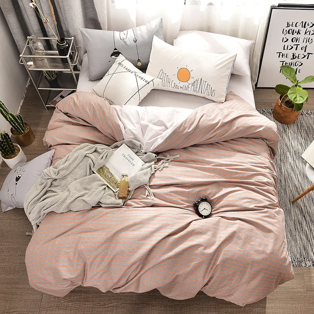 2018 new orange lines bedding 100 cotton twin queen size 3 4pcs print flat sheets