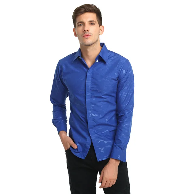 Skull Print Shirt Men 2017 Casual Button Down Mens Dress Shirts Long