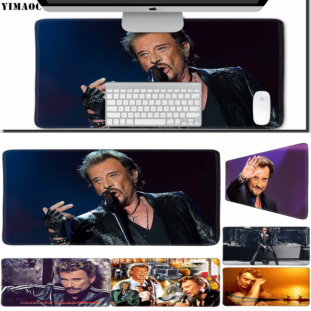 

YIMAOC 40*90 cm Large Mouse Pad Gamer Mousepad Rubber Gaming Desk Mat with Locking Edge Johnny Hallyday