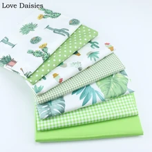 Хлопок ткань саржевого Зеленый мультфильм Кактус точек проверить твердых тканей для DIY постельные принадлежности подушки одежда Лоскутная ручной работы Декор