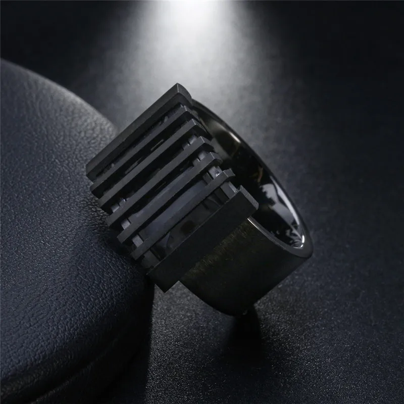 Modyle New Punk Retro Fashion Black Color Men Rings Big Carved Design Rings for Men Male Jewelry Accessories